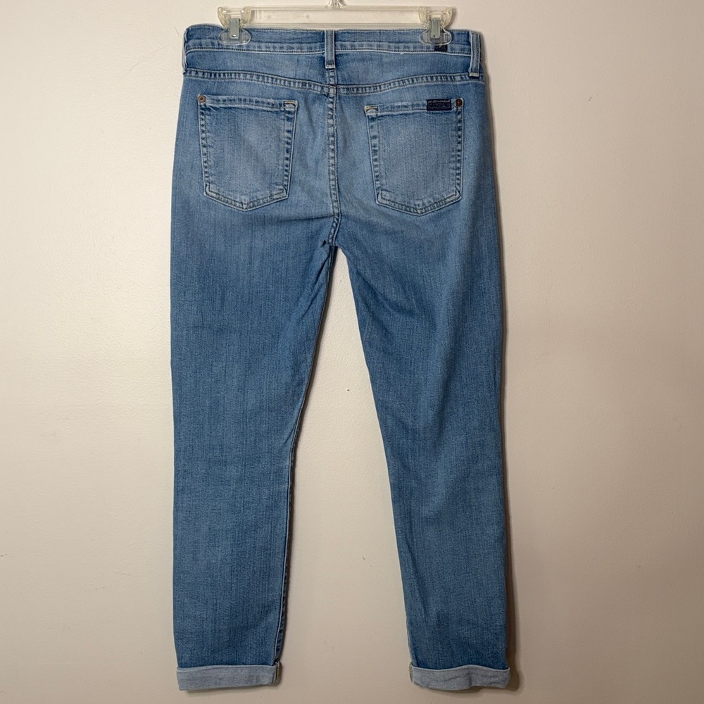 7 For All Mankind Light Blue Cropped Ankle Jeans - Picture 4 of 5